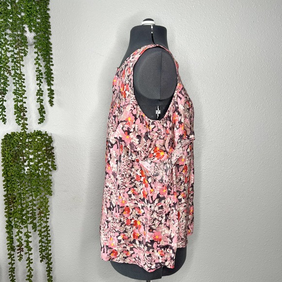Anthropologie Maeve Hana Pink Floral Cold Shoulder Blouse Women's Size Small S - Picture 2 of 11